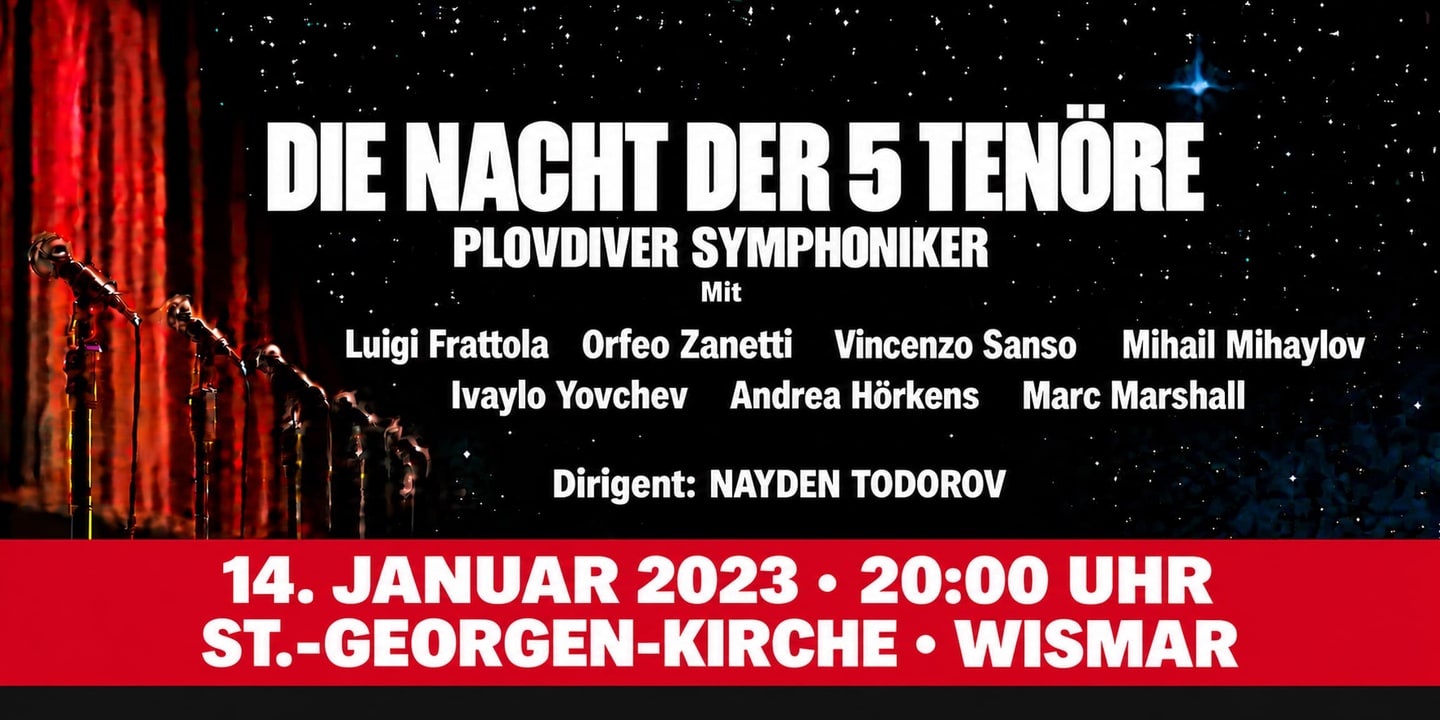Event banner: Die Nacht der 5 Tenöre (14.01.2023)