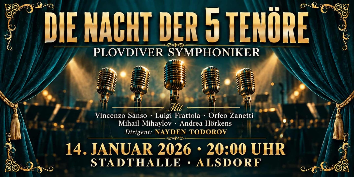 Event banner: Die Nacht der 5 Tenöre (14.01.2026)