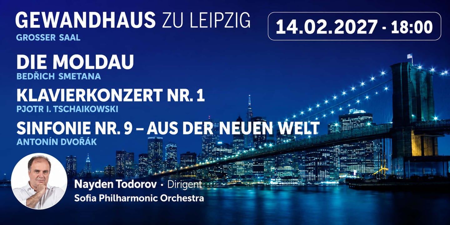 Event banner: Sofia Philharmonic & Nayden Todorov visiting Leipzig (14.02.2027)