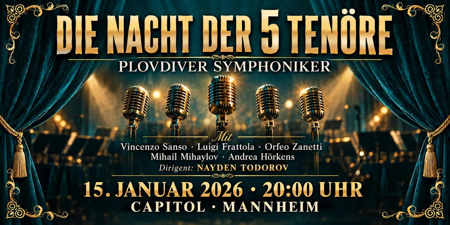Event banner: Die Nacht der 5 Tenöre (15.01.2026)