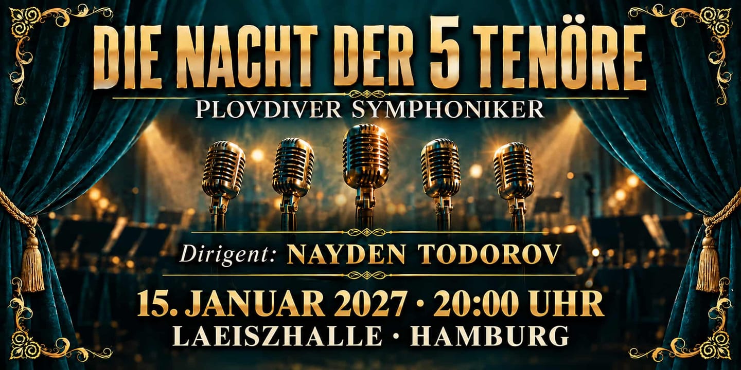 Event banner: Die Nacht der 5 Tenöre (15.01.2027)