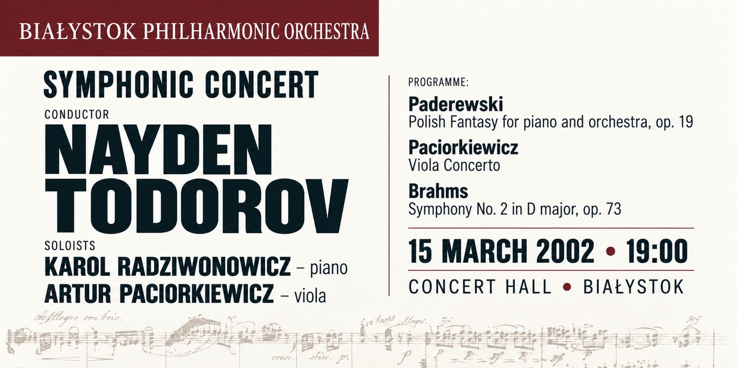 Event banner: Concert with Bialystok Philharmonic Orchestra (15.03.2002)