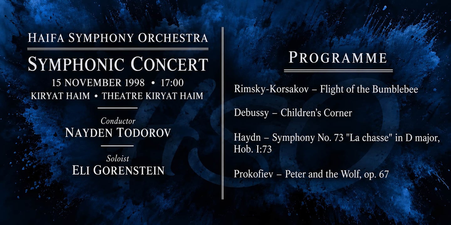 Event banner: Concert with Haifa Symphony Orchestra (15.11.1998)