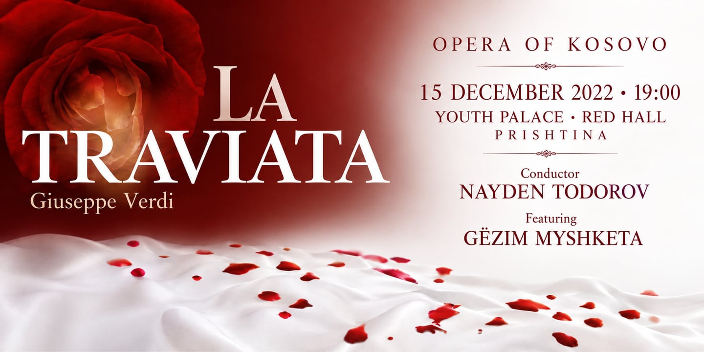 Event banner: La Traviata — първата опера на Косовската опера (15.12.2022)
