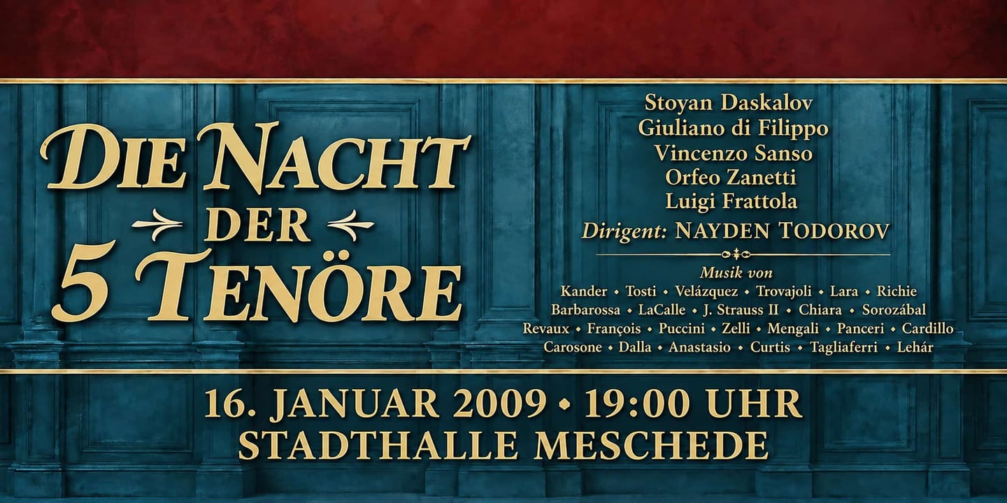 Event banner: Die Nacht der 5 Tenöre (16.01.2009)