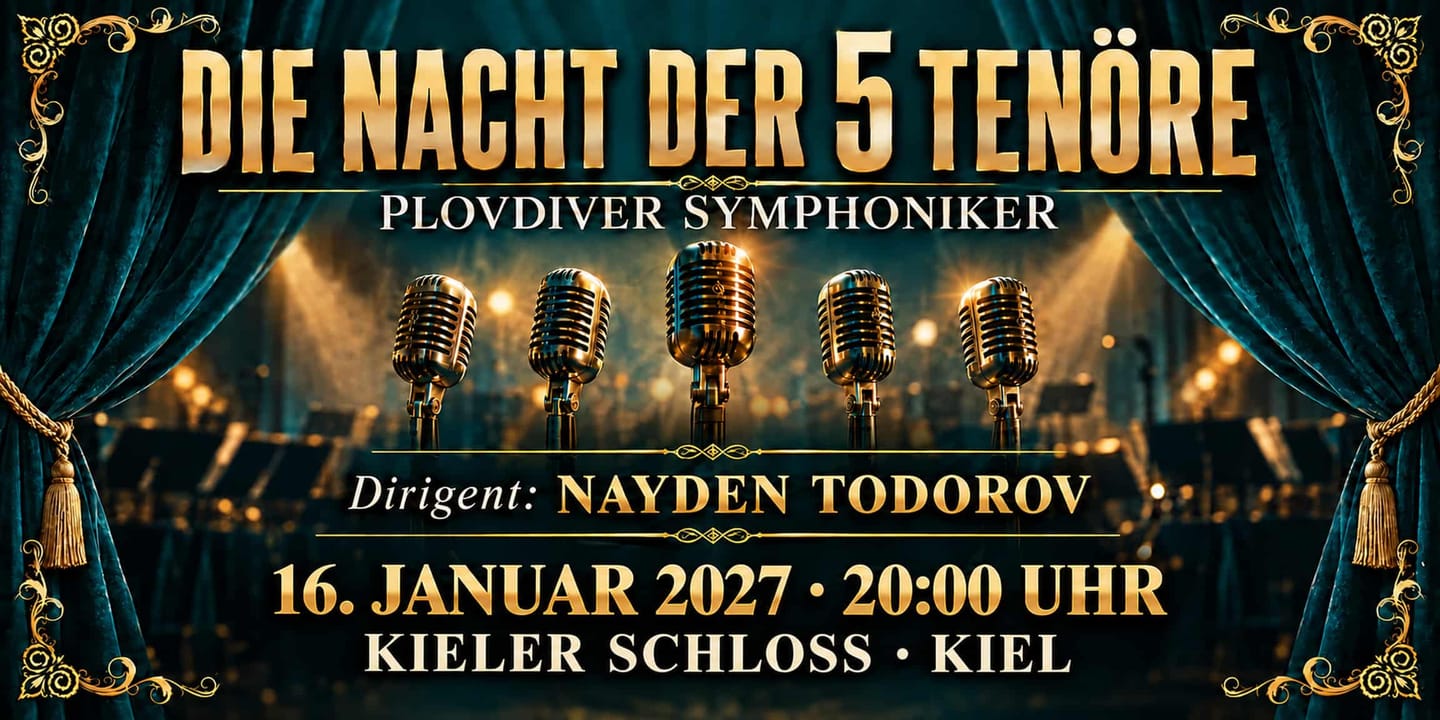 Event banner: Die Nacht der 5 Tenöre (16.01.2027)