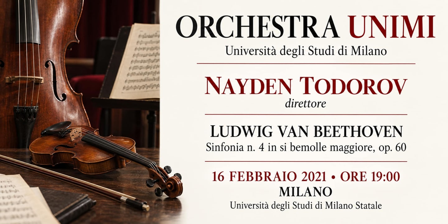 Event banner: Orchestra UniMi & Nayden Todorov (16.02.2021)