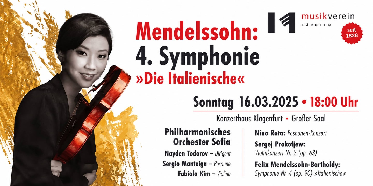 Event banner: Sofia Philharmonic & Nayden Todorov visiting Klagenfurt (16.03.2025)