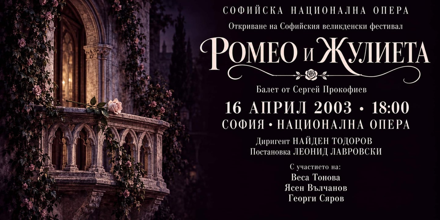 Event banner: Romeo and Juliet (Opening of the Sofia Easter Festival) (16.04.2003)