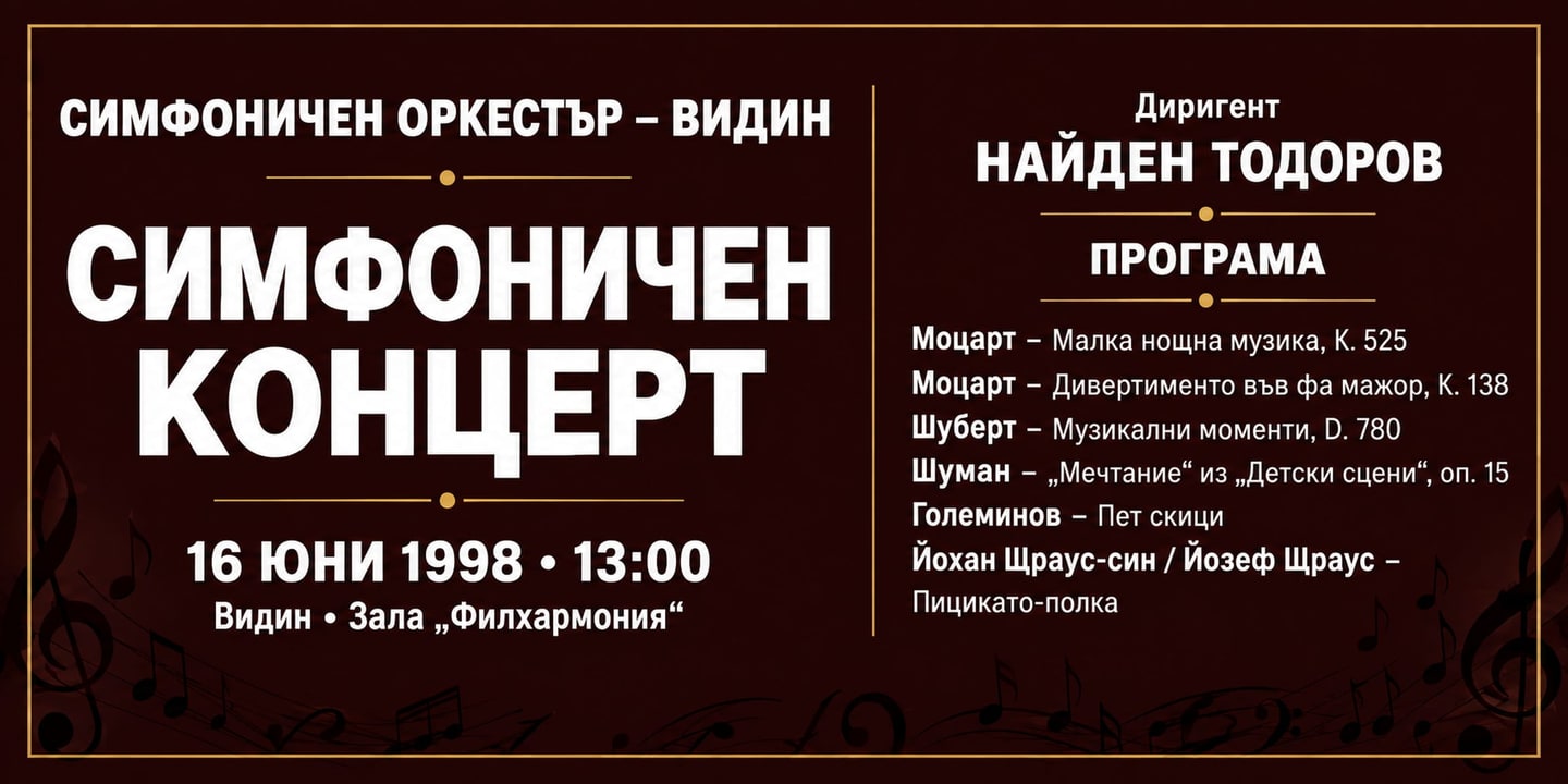 Event banner: Concert with Vidin Symphony Orchestra (16.06.1998)