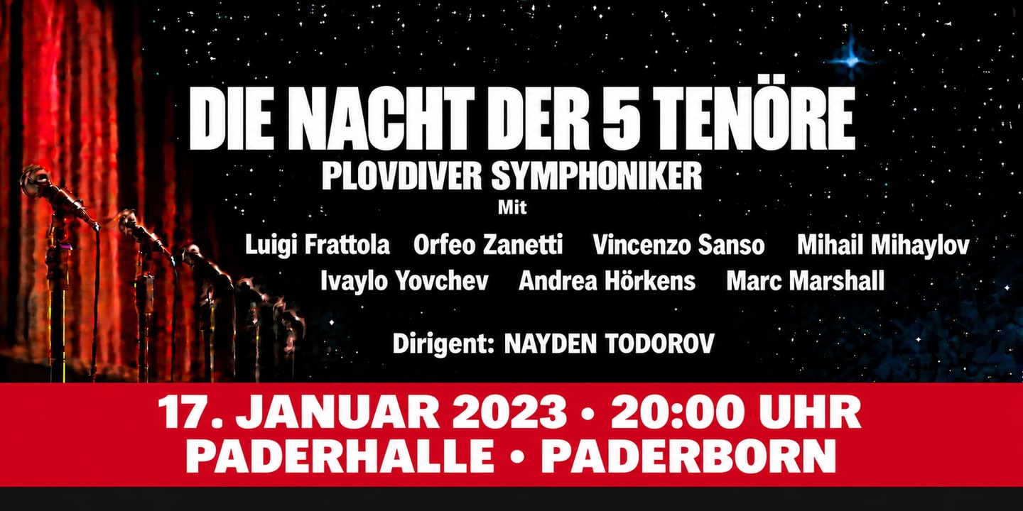 Event banner: Die Nacht der 5 Tenöre (17.01.2023)
