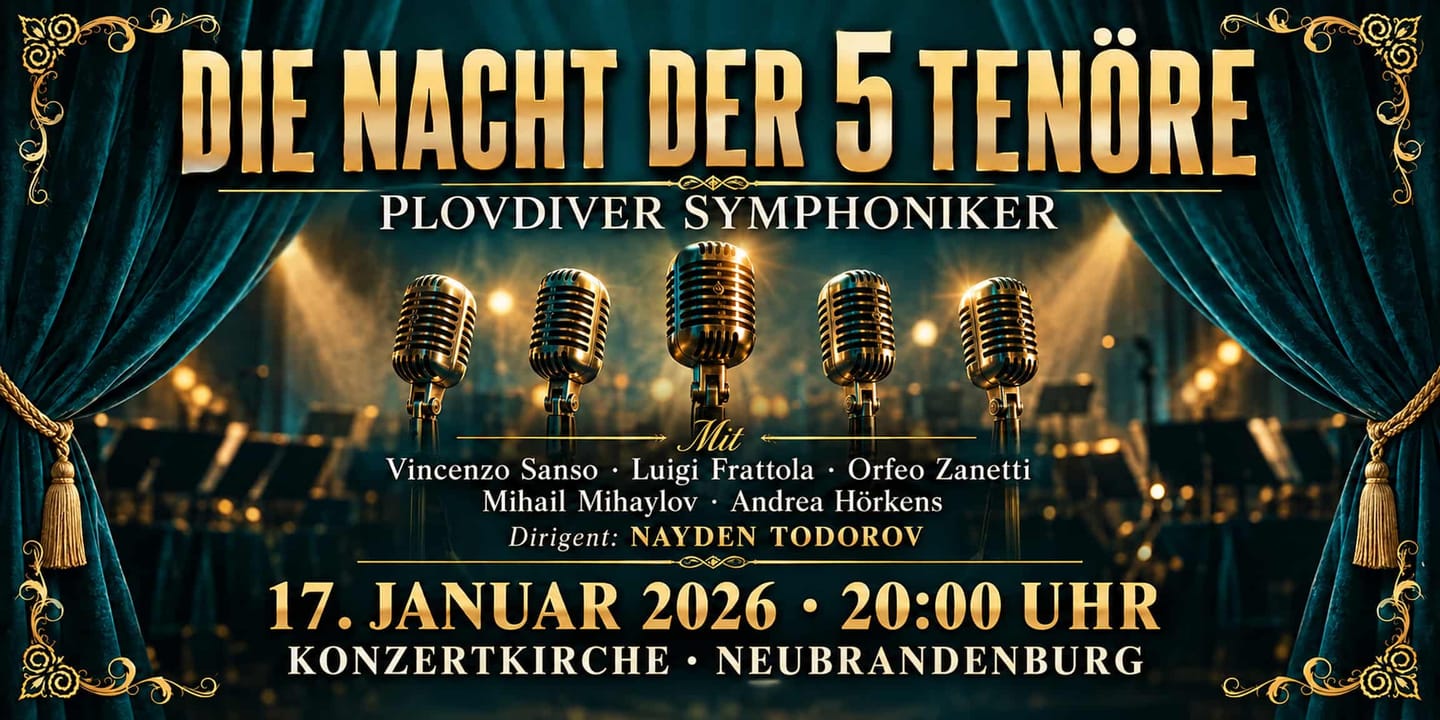 Event banner: Die Nacht der 5 Tenöre (17.01.2026)