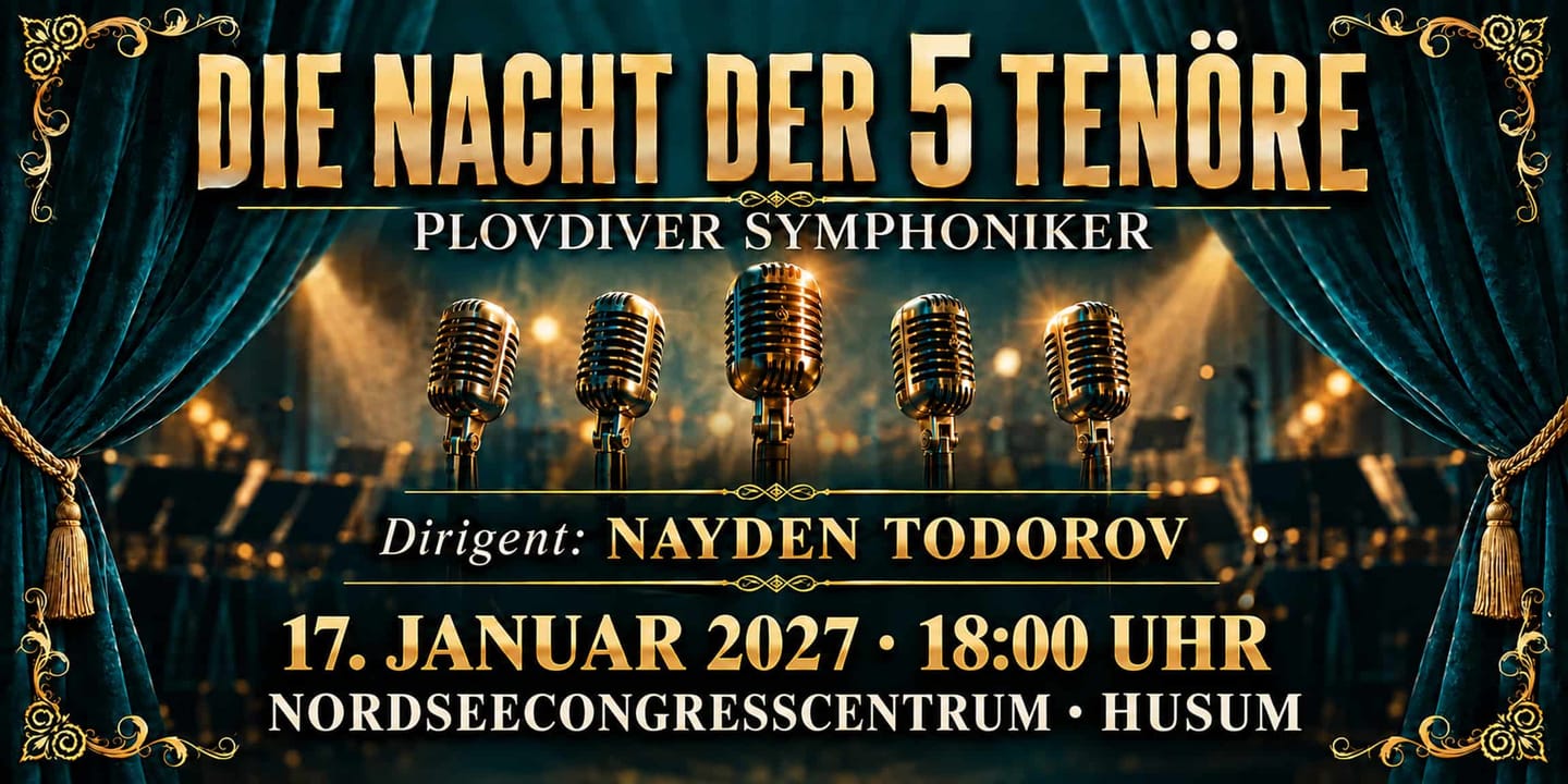 Event banner: Die Nacht der 5 Tenöre (17.01.2027)