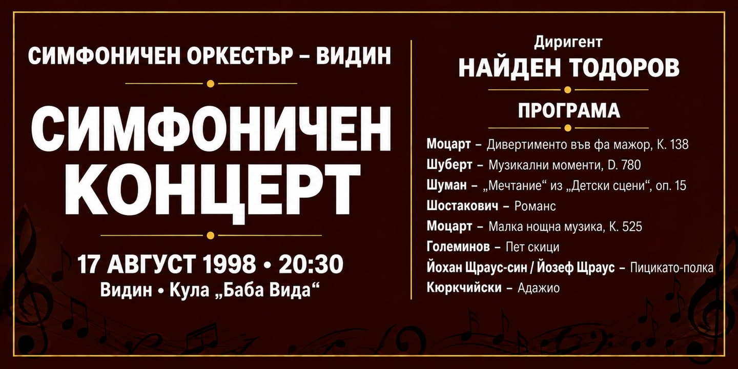 Event banner: Concert with Vidin Symphony Orchestra (17.08.1998)