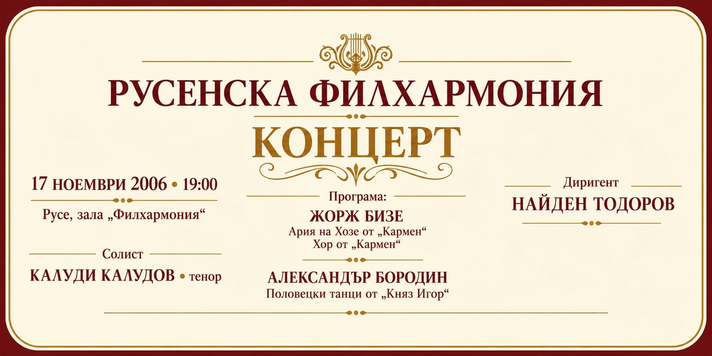 Event banner: Concert with Rousse Philharmonic Orchestra (17.11.2006)