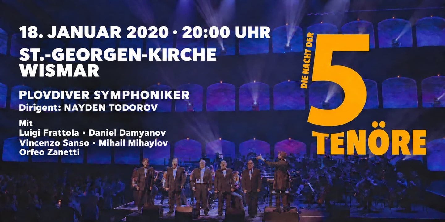 Event banner: Die Nacht der 5 Tenöre (18.01.2020)