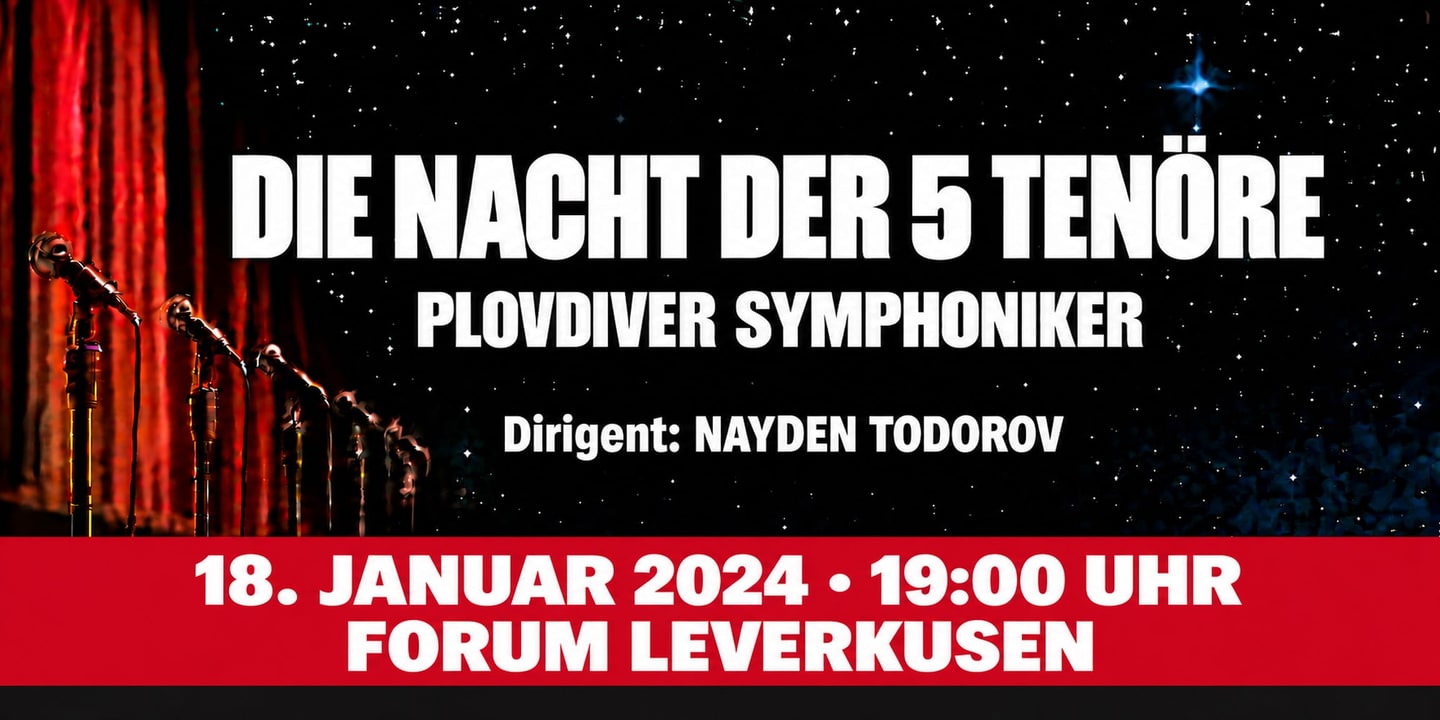 Event banner: Die Nacht der 5 Tenöre (18.01.2024)