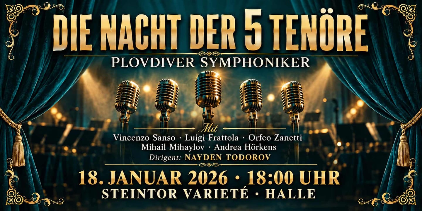Event banner: Die Nacht der 5 Tenöre (18.01.2026)