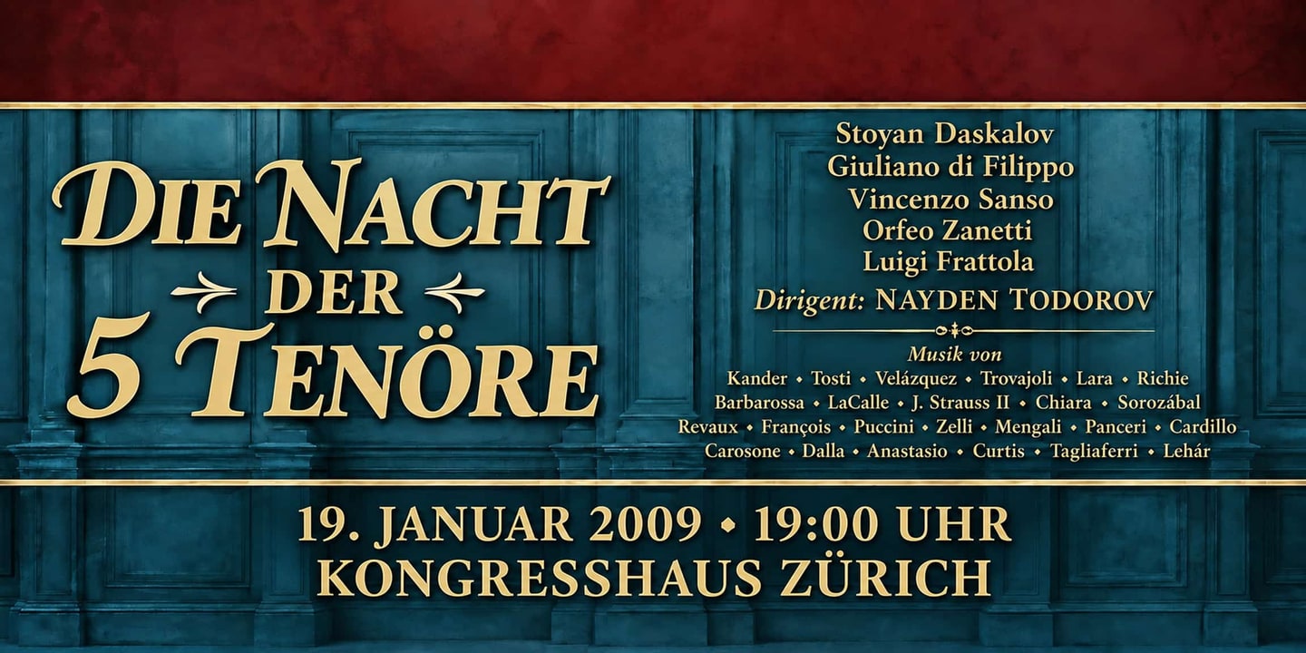 Event banner: Die Nacht der 5 Tenöre (19.01.2009)