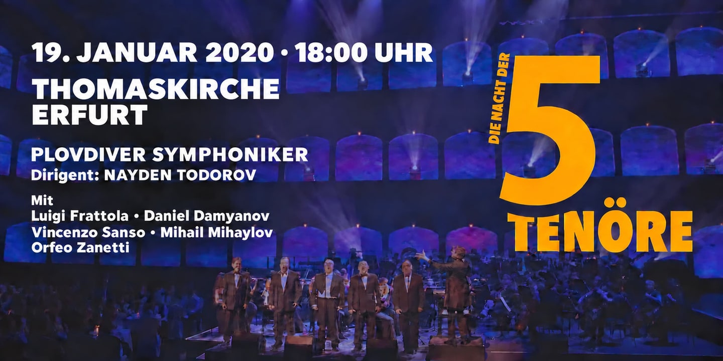 Event banner: Die Nacht der 5 Tenöre (19.01.2020)