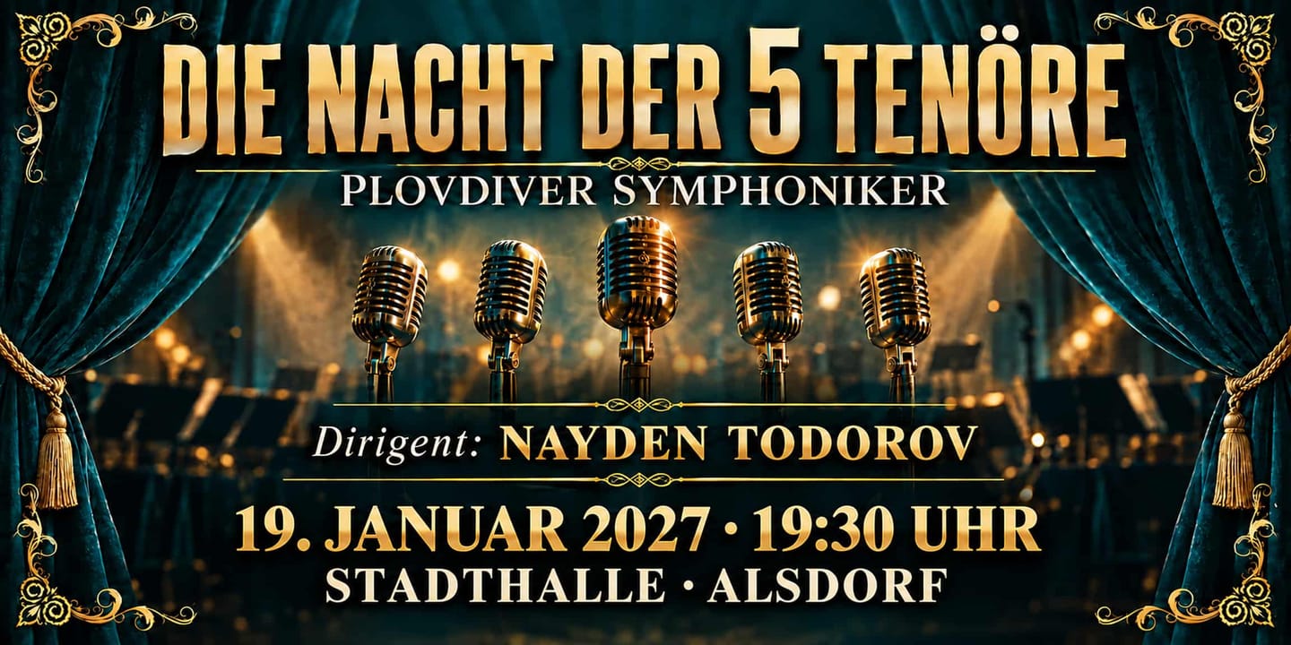Event banner: Die Nacht der 5 Tenöre (19.01.2027)