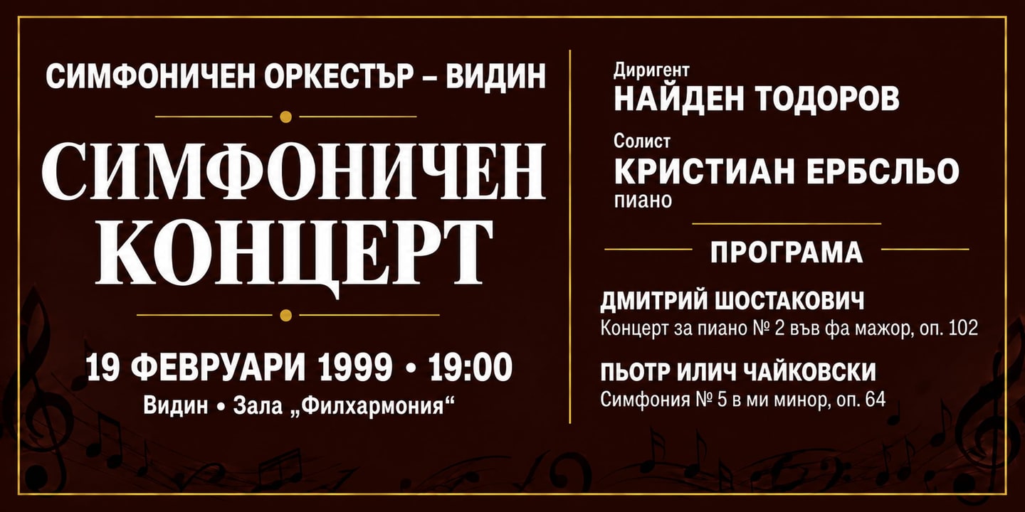 Event banner: Concert with Vidin Symphony Orchestra (19.02.1999)