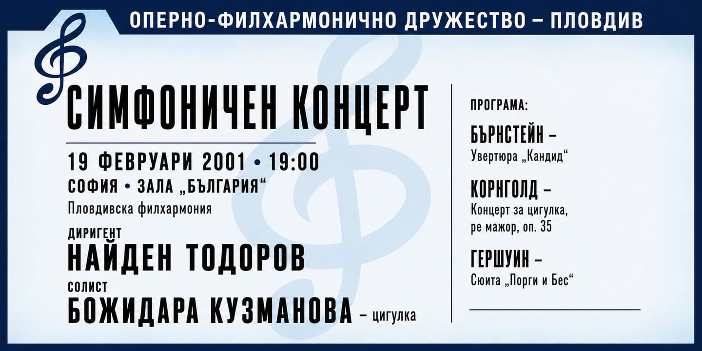 Event banner: Concert with Plovdiv Philharmonic Orchestra (19.02.2001)