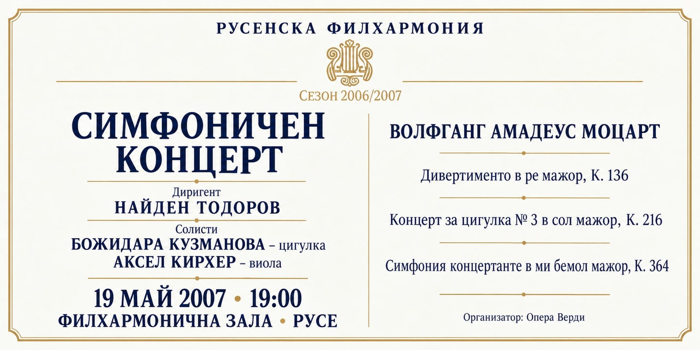Event banner: Concert with Rousse Philharmonic Orchestra (19.05.2007)