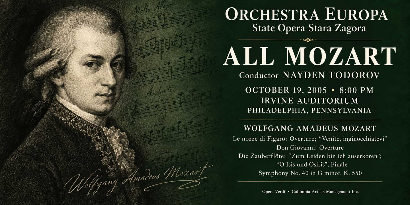 Event banner: Orchestra Europa – All Mozart Program (19.10.2005)