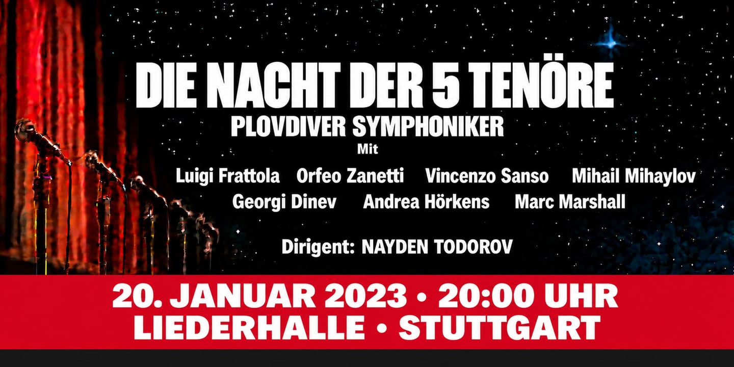 Event banner: Die Nacht der 5 Tenöre (20.01.2023)