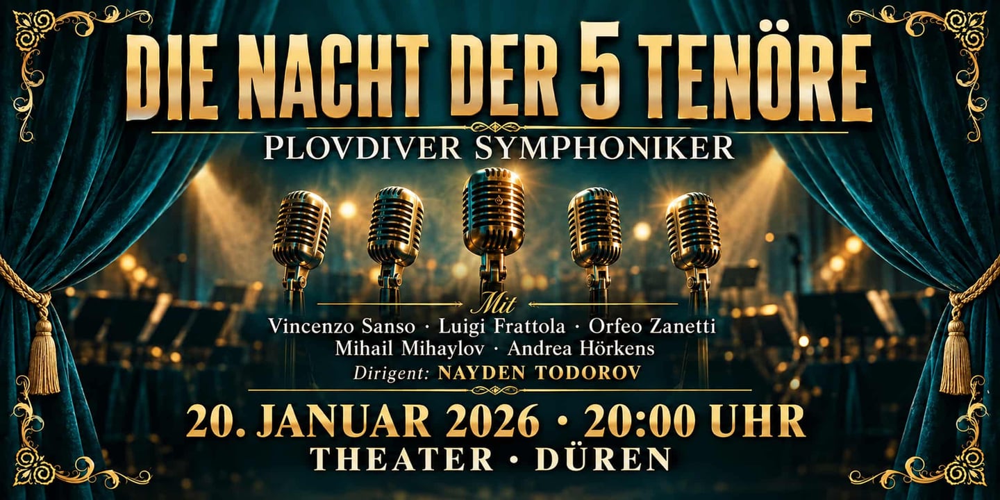 Event banner: Die Nacht der 5 Tenöre (20.01.2026)