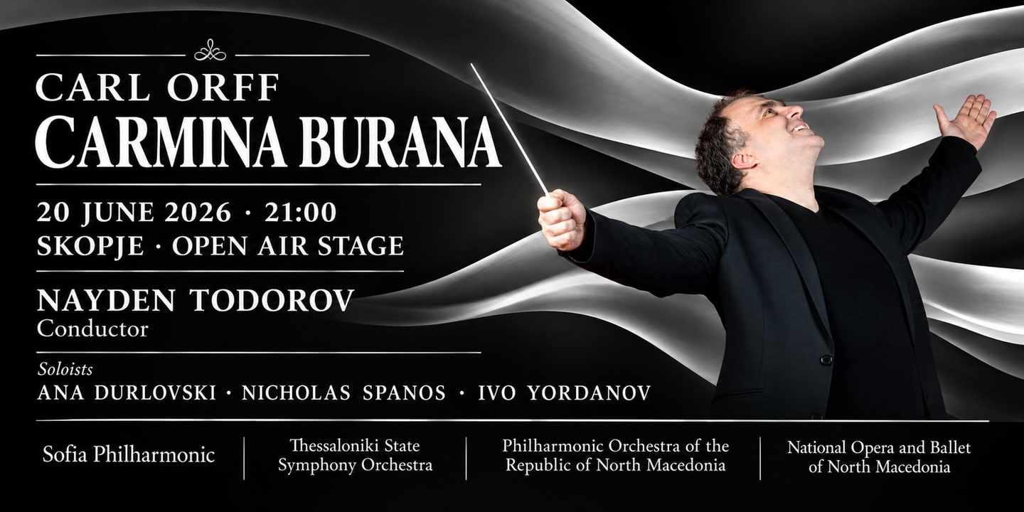 Event banner: Carmina Burana with Nayden Todorov in Skopje (20.06.2026)