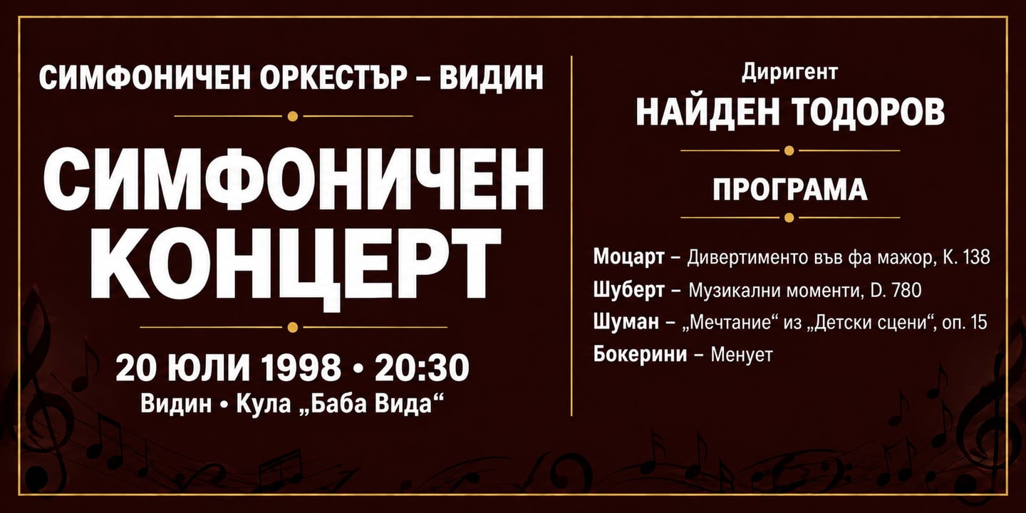 Event banner: Concert with Vidin Symphony Orchestra (20.07.1998)