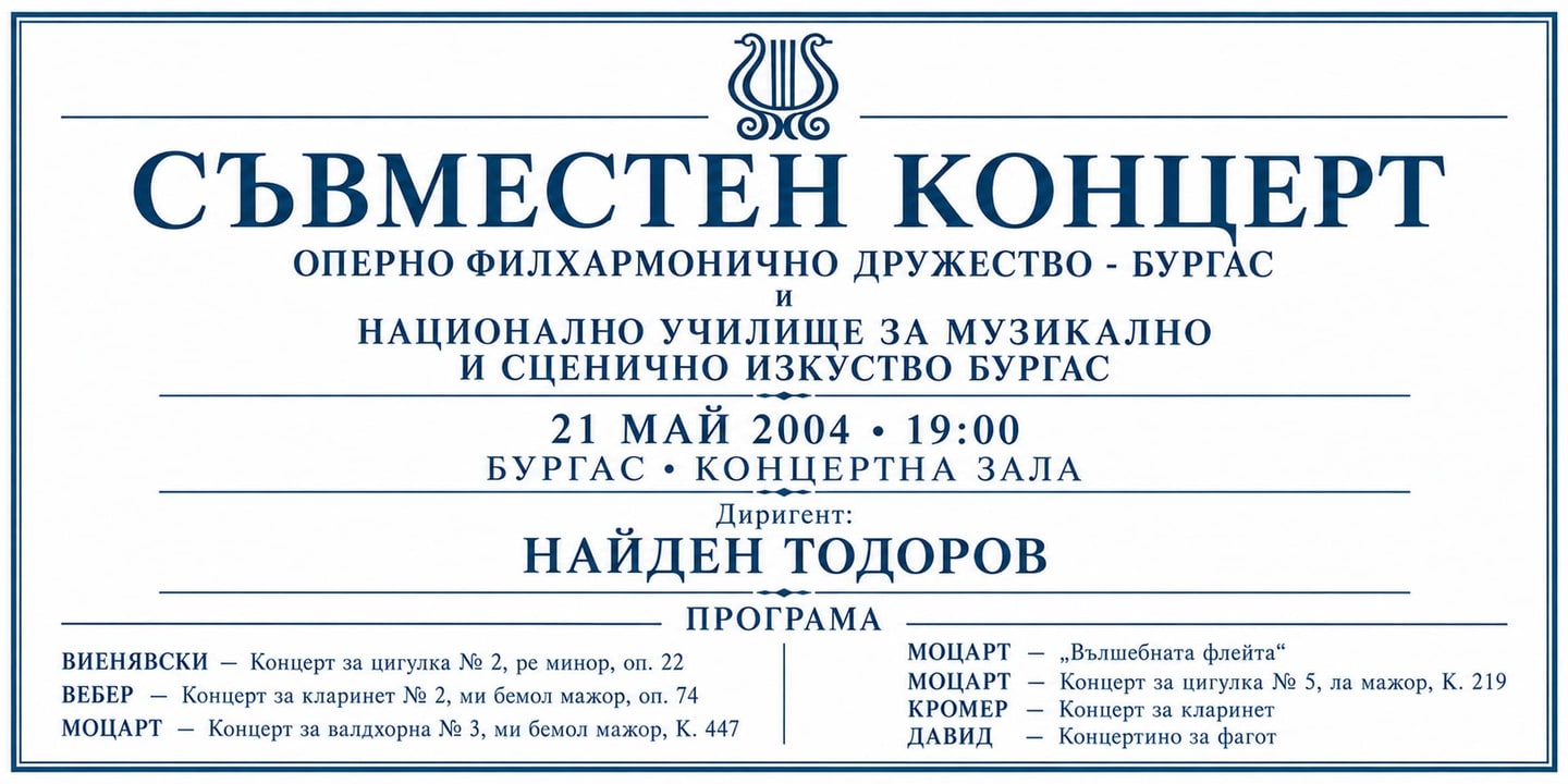 Event banner: Concert with Burgas Philharmonic Orchestra (21.05.2004)