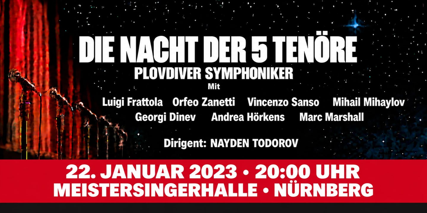 Event banner: Die Nacht der 5 Tenöre (22.01.2023)