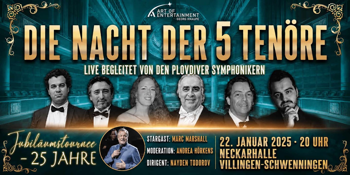 Event banner: Die Nacht der 5 Tenöre (22.01.2025)