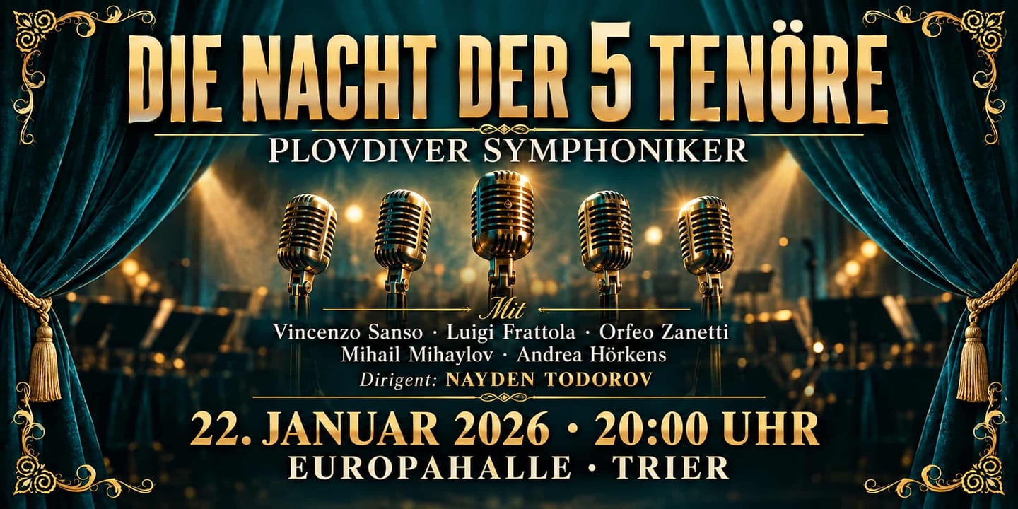 Event banner: Die Nacht der 5 Tenöre (22.01.2026)