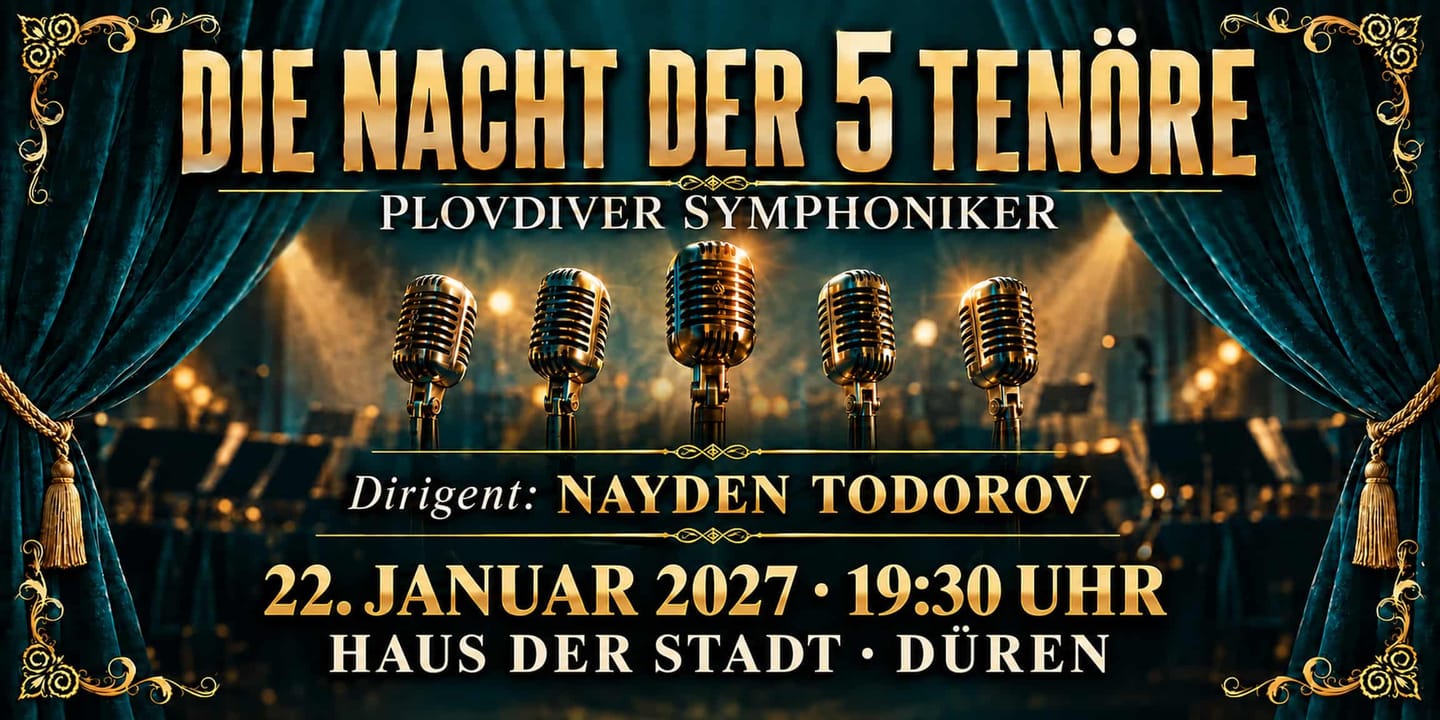 Event banner: Die Nacht der 5 Tenöre (22.01.2027)