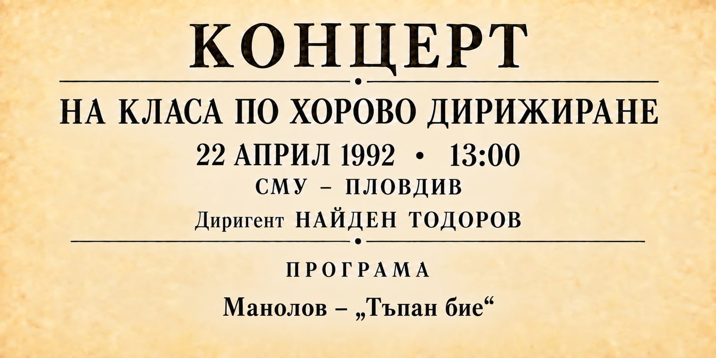Event banner: Concert of the choir conducting class (22.04.1992)