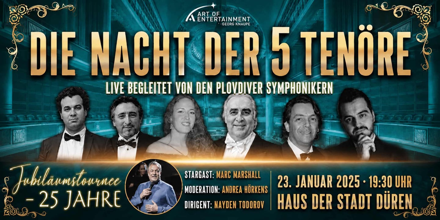 Event banner: Die Nacht der 5 Tenöre (23.01.2025)