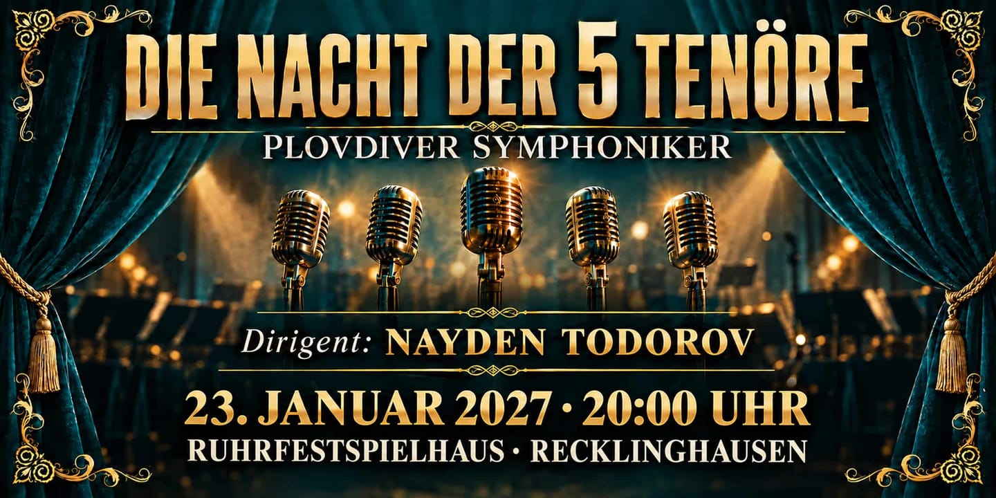 Event banner: Die Nacht der 5 Tenöre (23.01.2027)