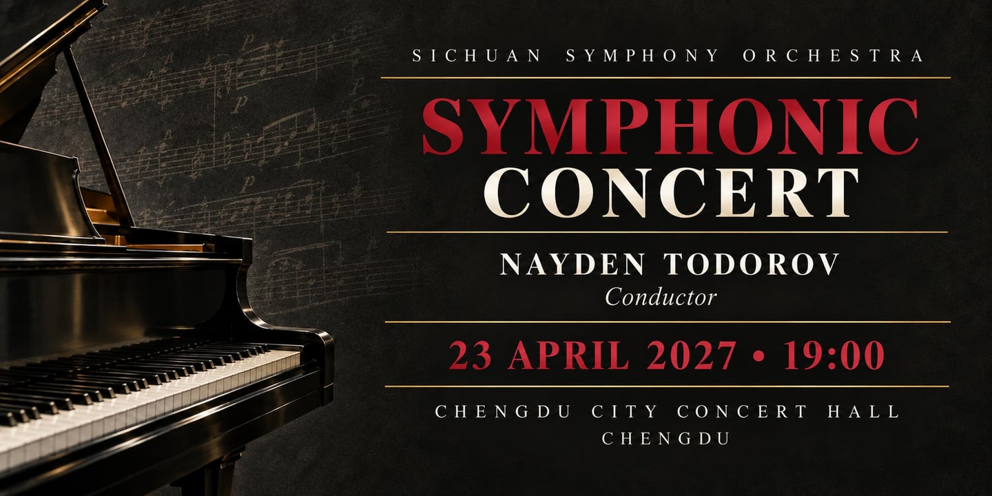 Event banner: Concert with the Sichuan Symphony Orchestra (23.04.2027)