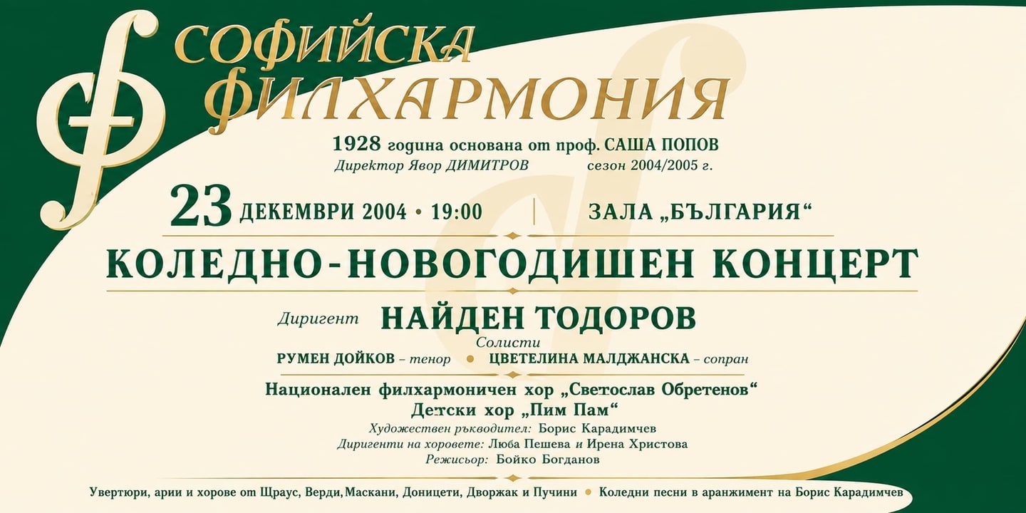 Event banner: Festive Symphony Concert with Nayden Todorov (23.12.2004)