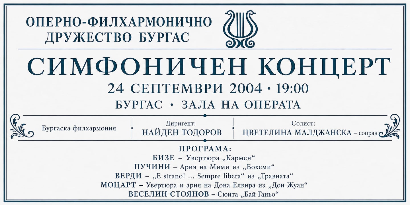 Event banner: Concert with Burgas Philharmonic Orchestra (24.09.2004)