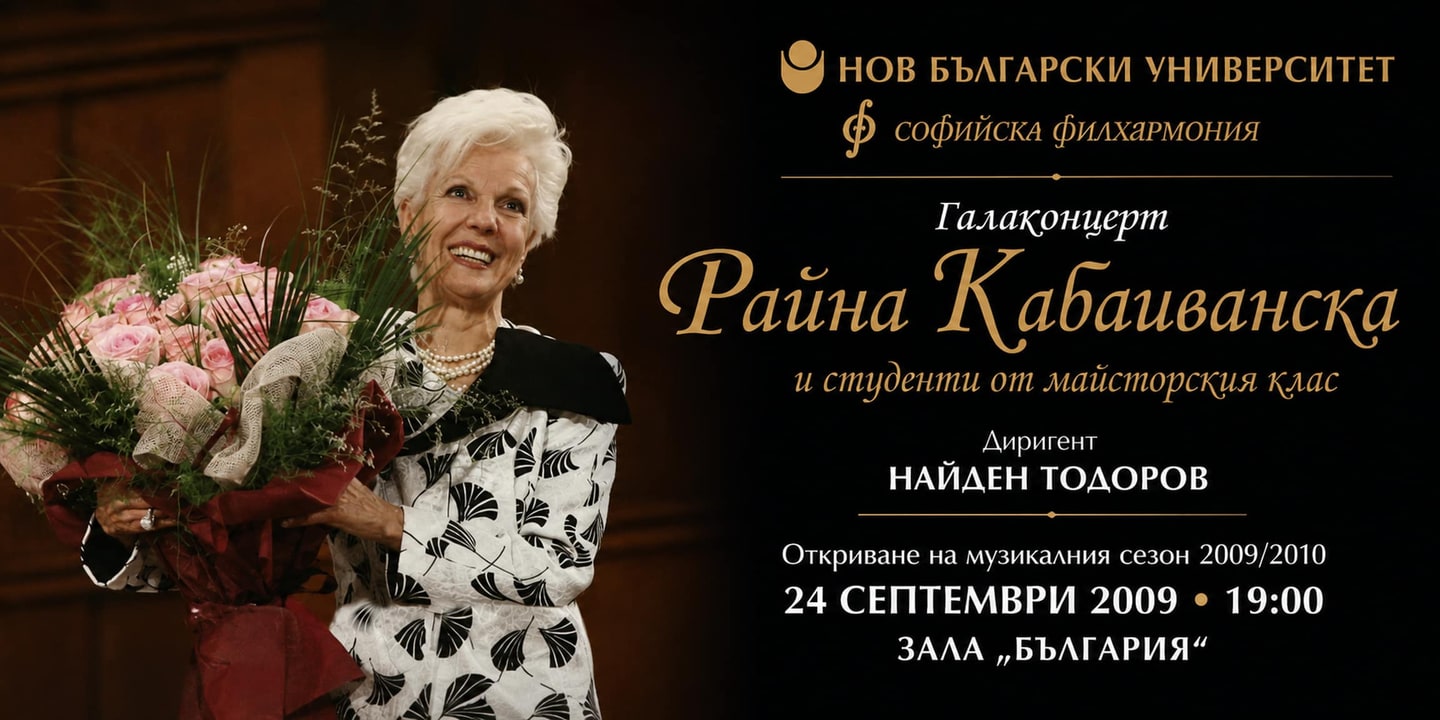 Event banner: Gala Concert of the Raina Kabaivanska’s Masterclass under the baton of Nayden Todorov (24.09.2009)