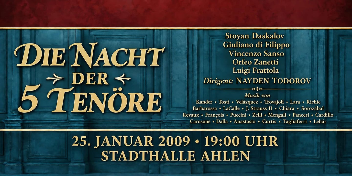 Event banner: Die Nacht der 5 Tenöre (25.01.2009)