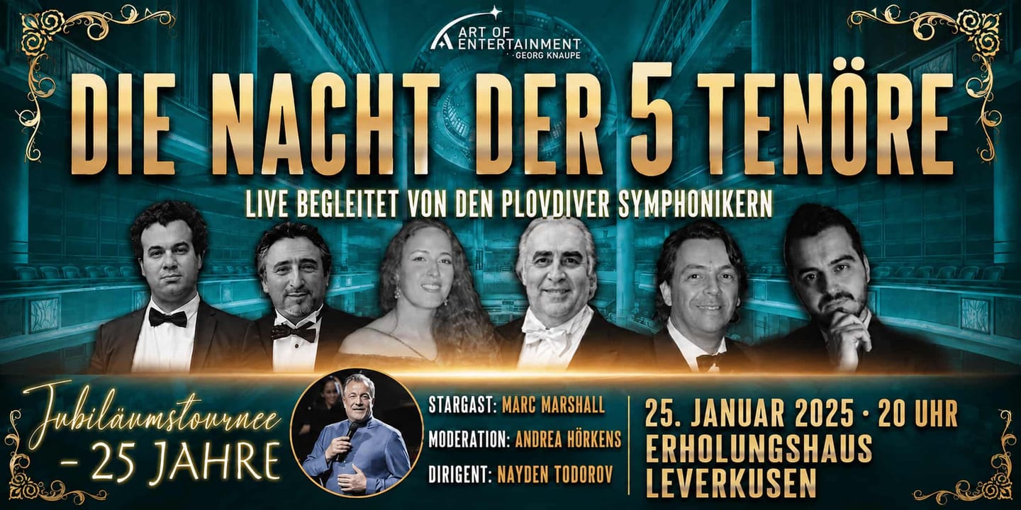 Event banner: Die Nacht der 5 Tenöre (25.01.2025)