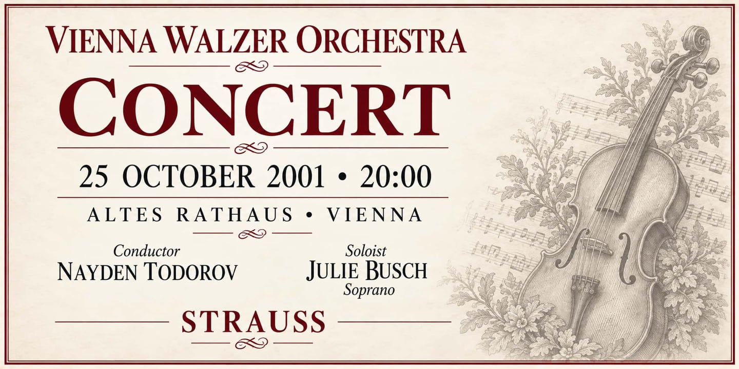 Event banner: Concert with Vienna Walzer Orchestra (25.10.2001)