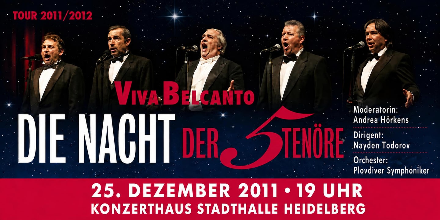 Event banner: Die Nacht der 5 Tenöre – Viva Belcanto (25.12.2011)