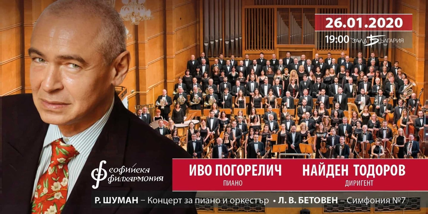 Event banner: The famous Ivo Pogorelić, Nayden Todorov and the Sofia Philharmonic Orchestra (26.01.2020)